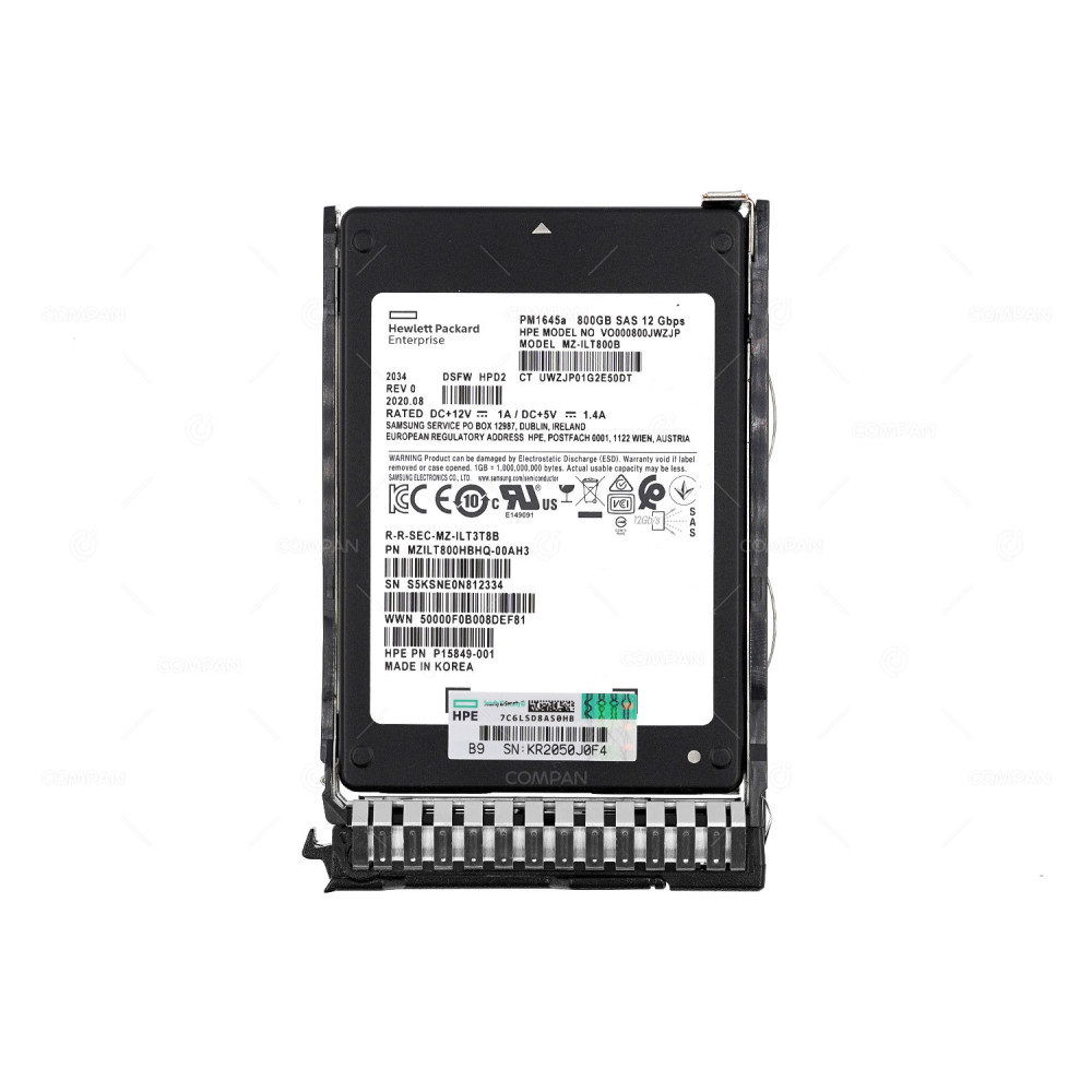 P20838-001  HP SSD 800GB SAS 12G  2.5" SFF FOR HPE PROLIANT G8 G9